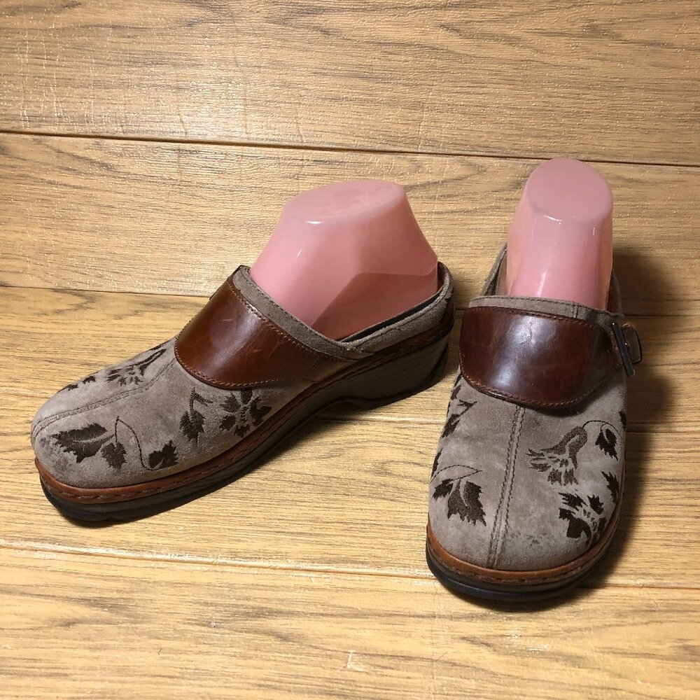 Klogs Women's clogs‎ Leather Brown Suede Austin Shoes, 9